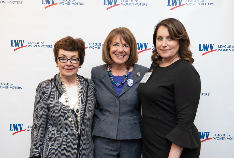 Chris Carson, Rep Susan Davis, Virginia Kase at the LWVUS reception for the women of Congress