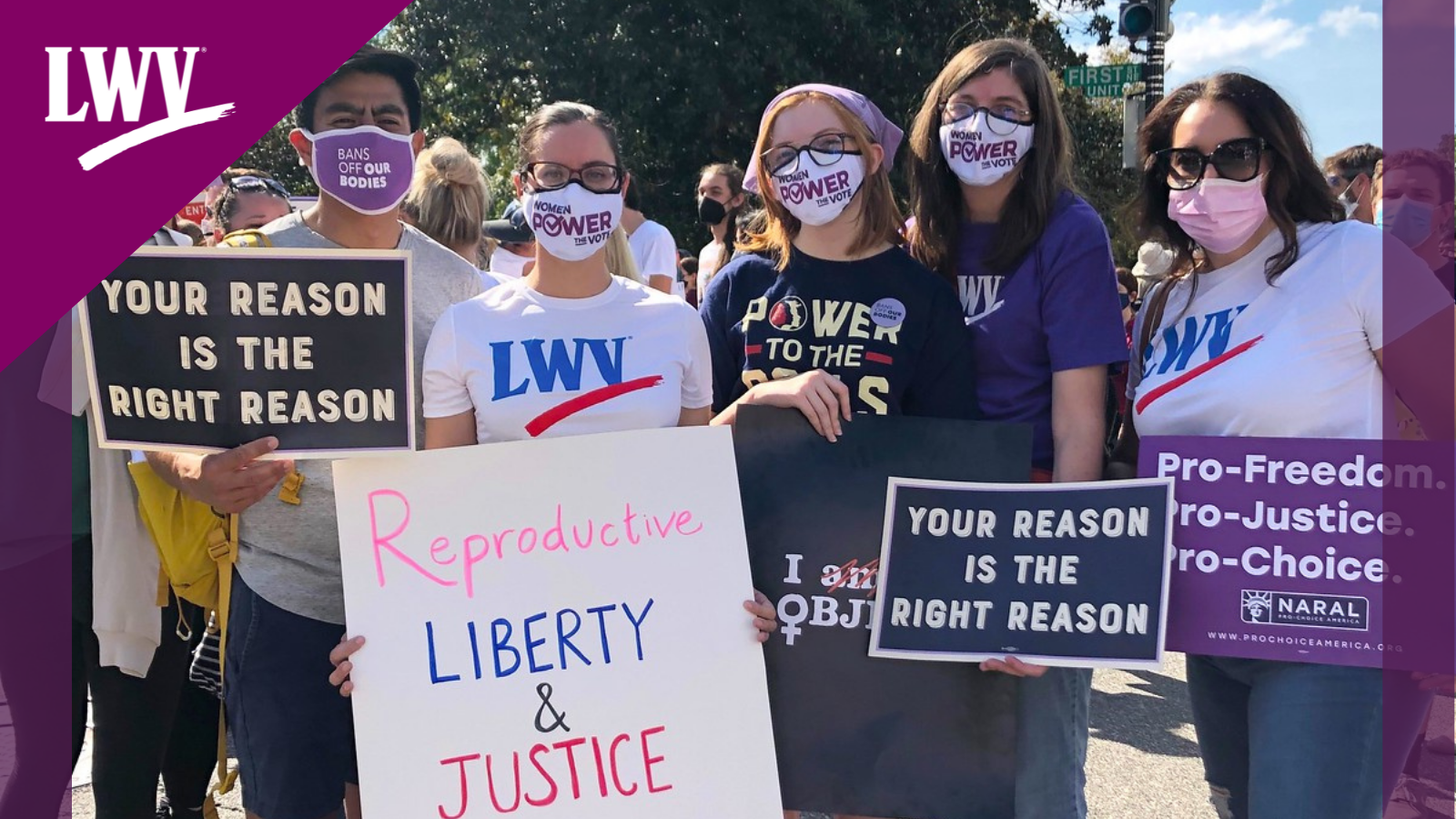 LWV members protesting for reproductive rights