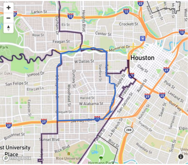 Map of Montrose in Houston, Texas