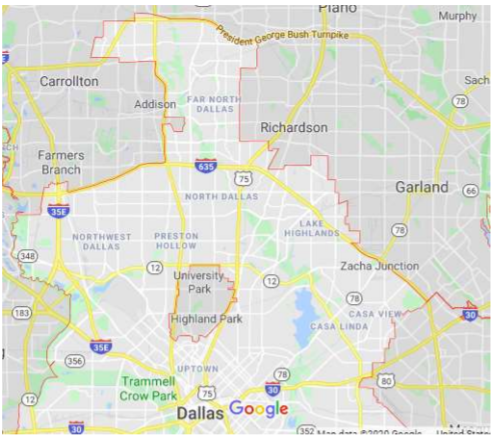 District map of Northeast Dallas, Texas