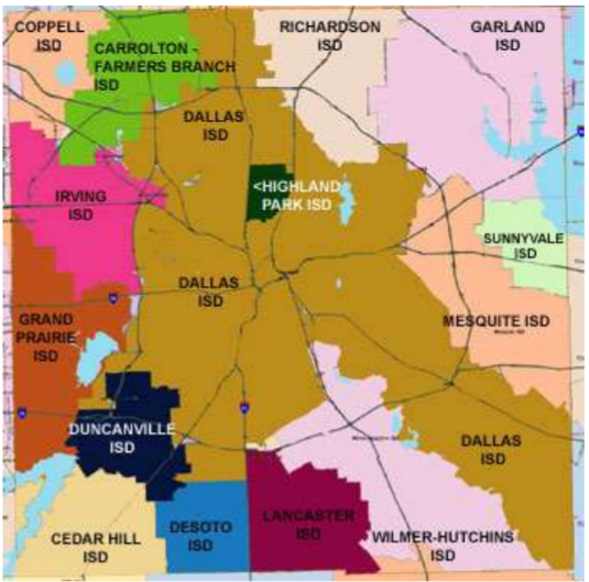 Zoomed in map of Northeast Dallas, Texas 