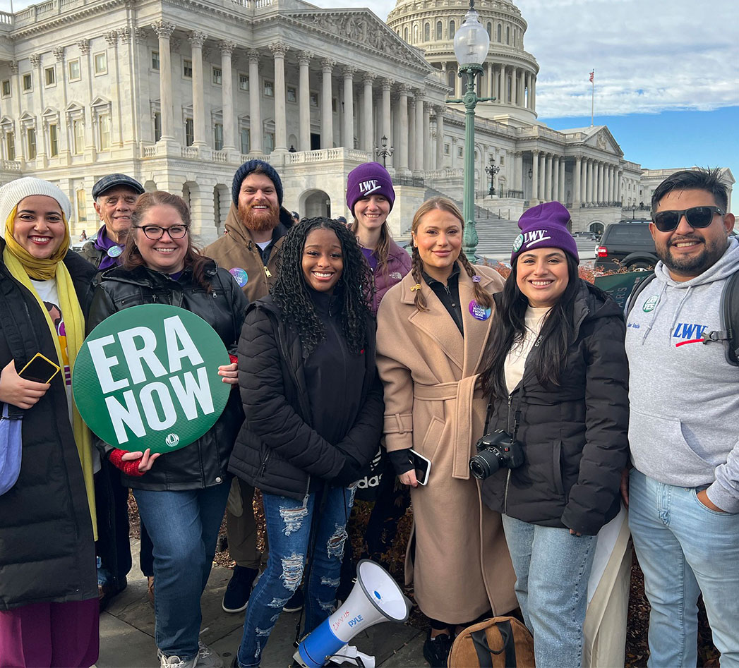 League members in front of the US Supreme Court at an ERA rally