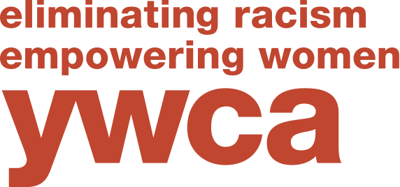Logo for the YWCA saying: eliminating racism, empowering women, YWCA