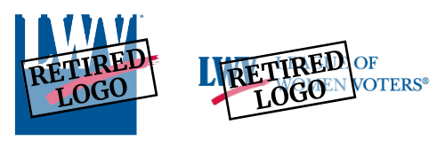 Blue box LWV logo [RETIRED]; serif font LWV logo [RETIRED]