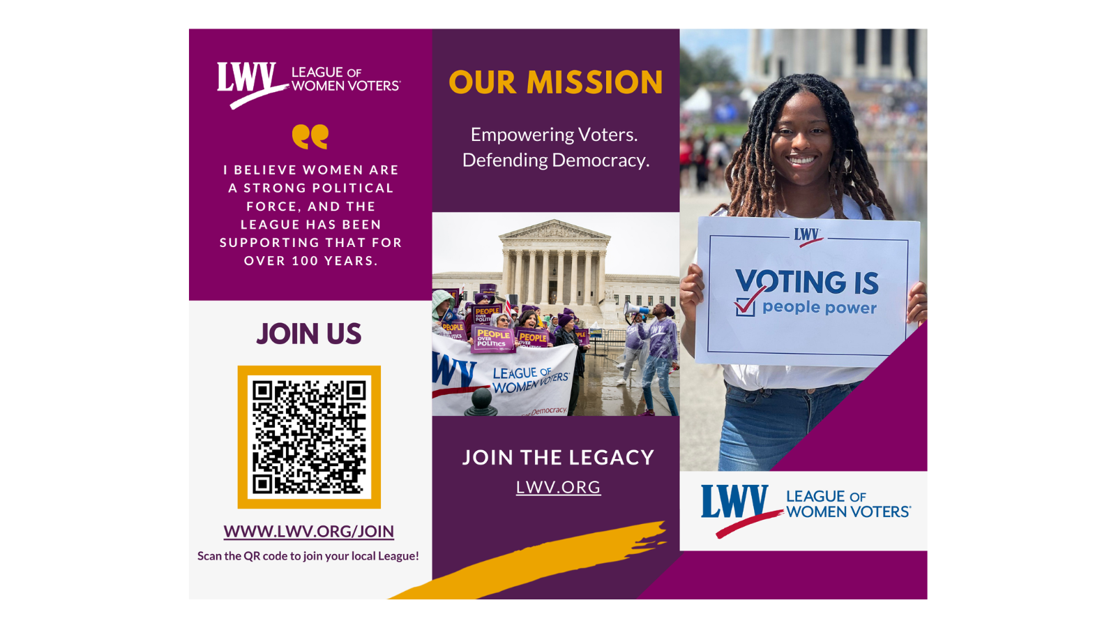 Front side of the LWV evergreen membership brochure
