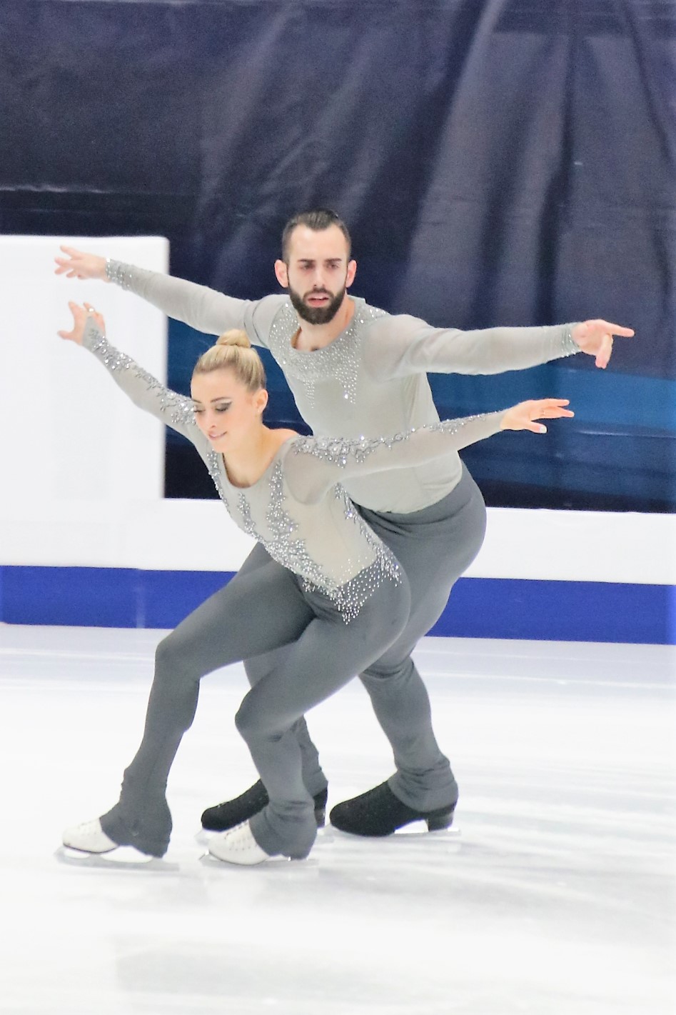 Pair skaters Ashley Cain-Gribble and Timothy Leduc on the ice