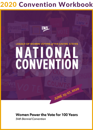 Cover of LWV 2020 Convention Workbook - clickable link