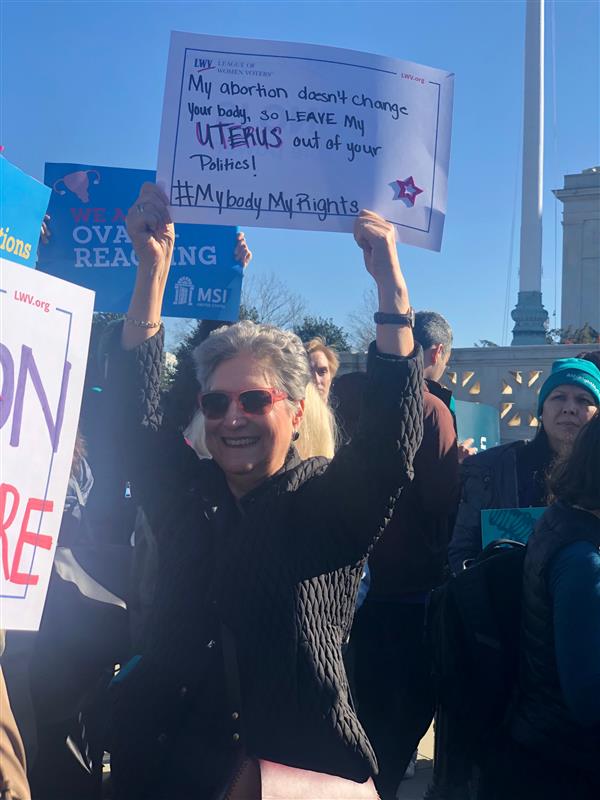 Woman protesting in support of reproductive rights