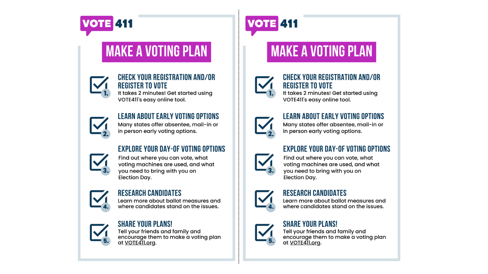 Sample Option 1 VOTE411 make your voting plan half sheets