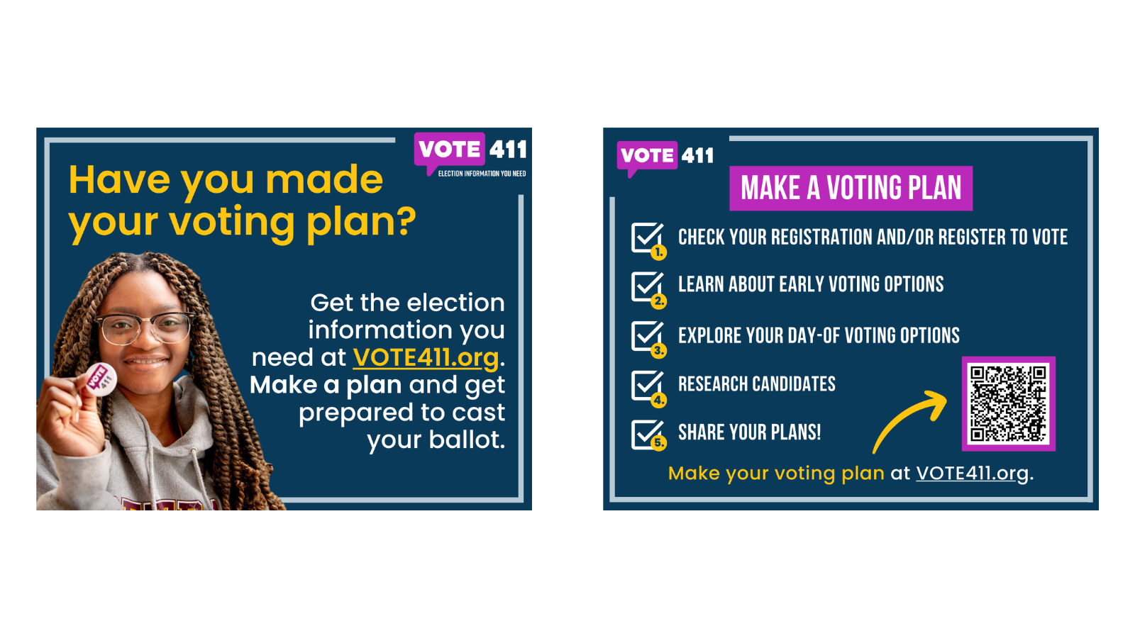 VOTE411 Blue Plan Your Vote postcards