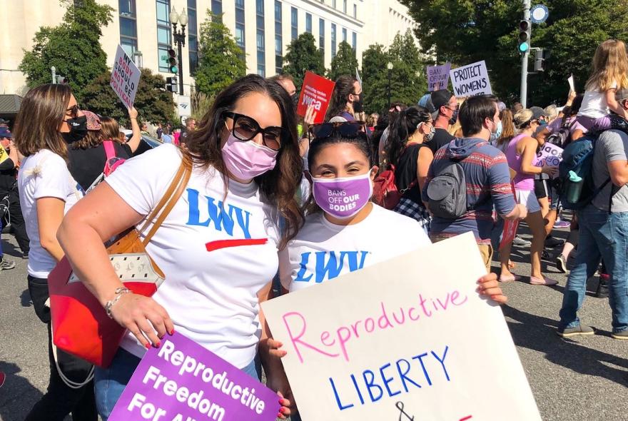LWV members protesting for reproductive rights