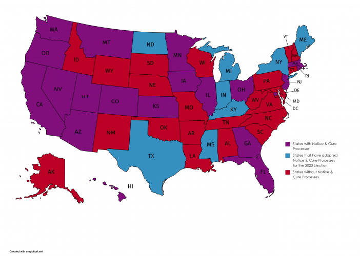Map of Notice and Cure status by state