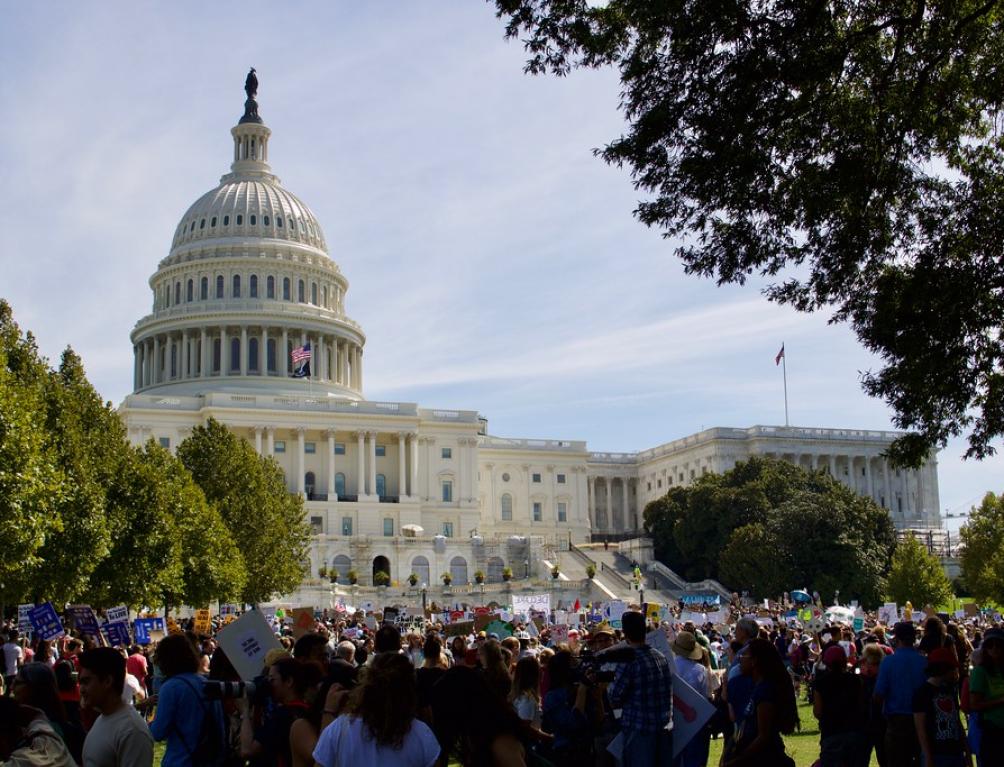 Protestors outside the US Capitol