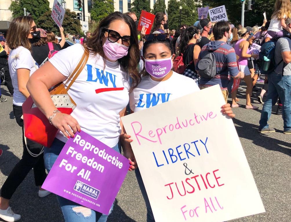 LWV members protesting for reproductive rights