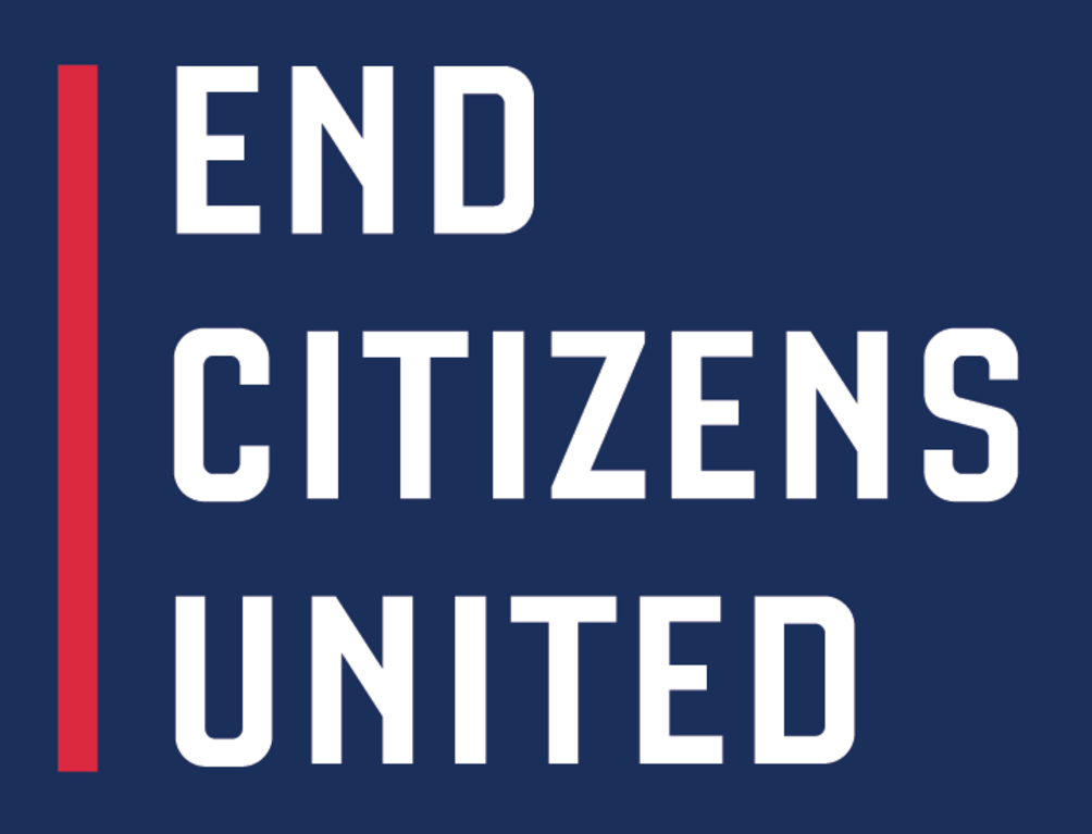 Logo for End Citizens United on a navy background