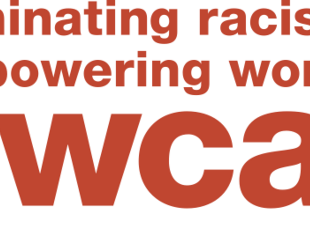 Logo for the YWCA saying: eliminating racism, empowering women, YWCA