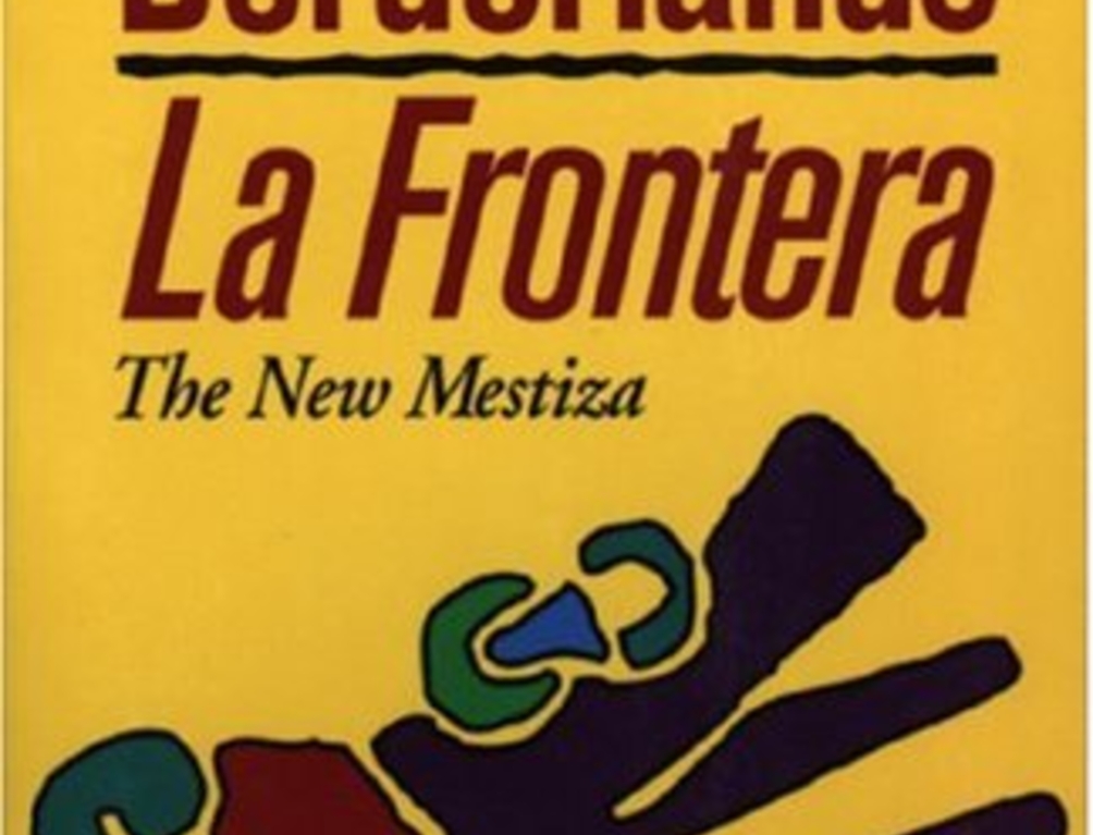 Cover of a yellow book called "Borderlands/La Frontera"