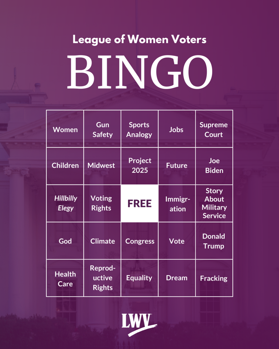 A bingo card with a purple background
