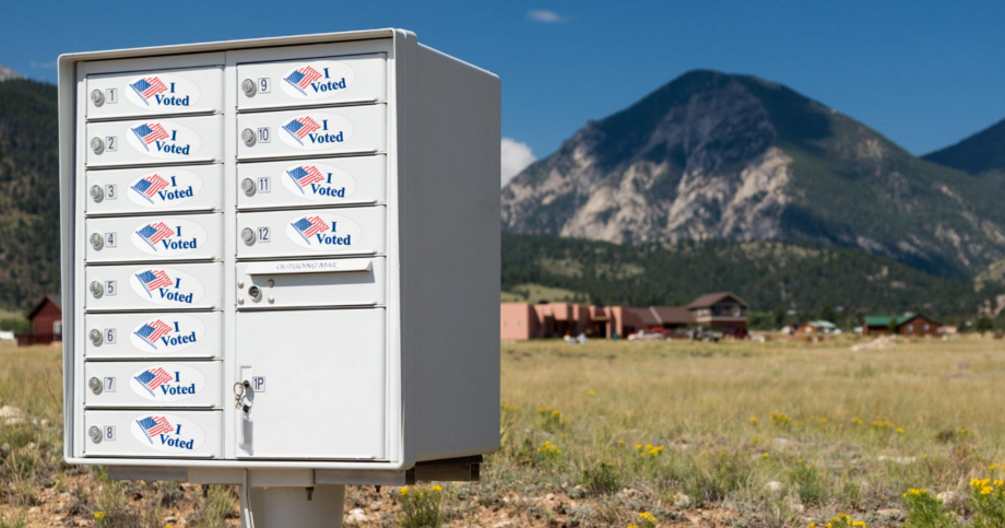 Mailbox with "I voted" stickers