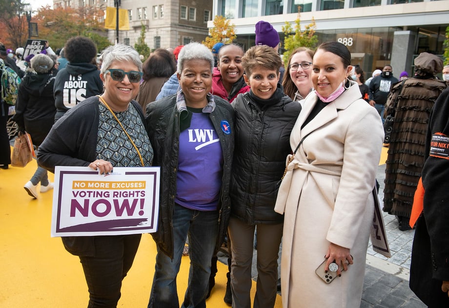 League leaders at a protest for voting rights
