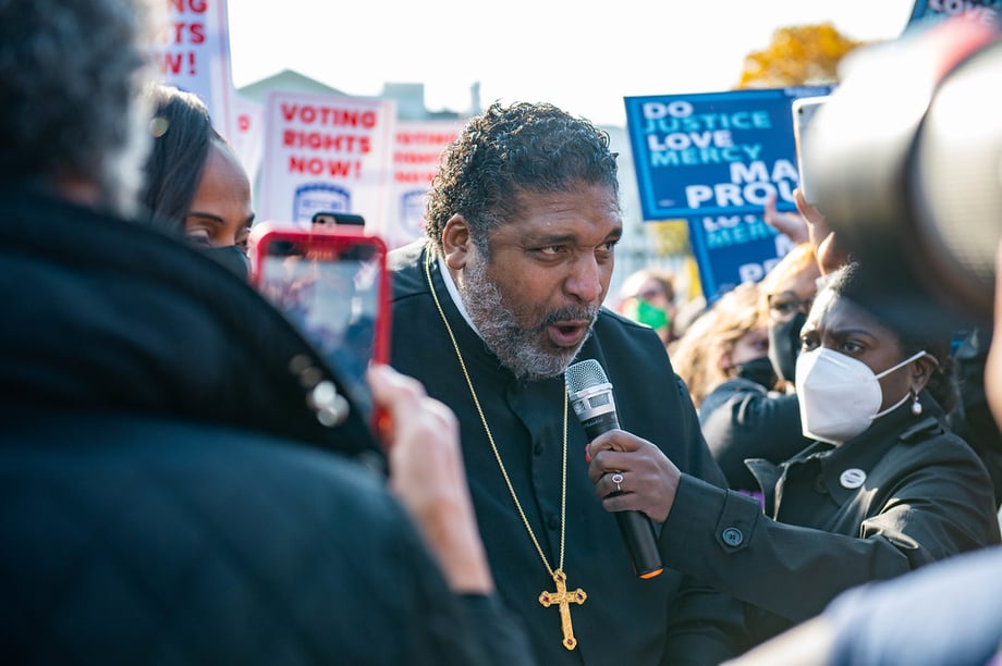 Bishop Barber speaking at a No More Excuses rally