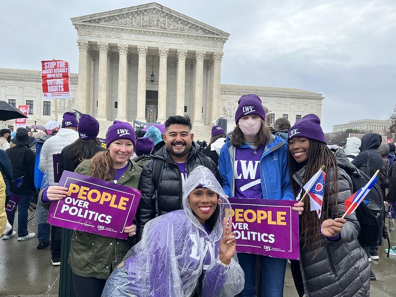 League members rally against ISLT in Moore v. Harper in front of the US Supreme Court