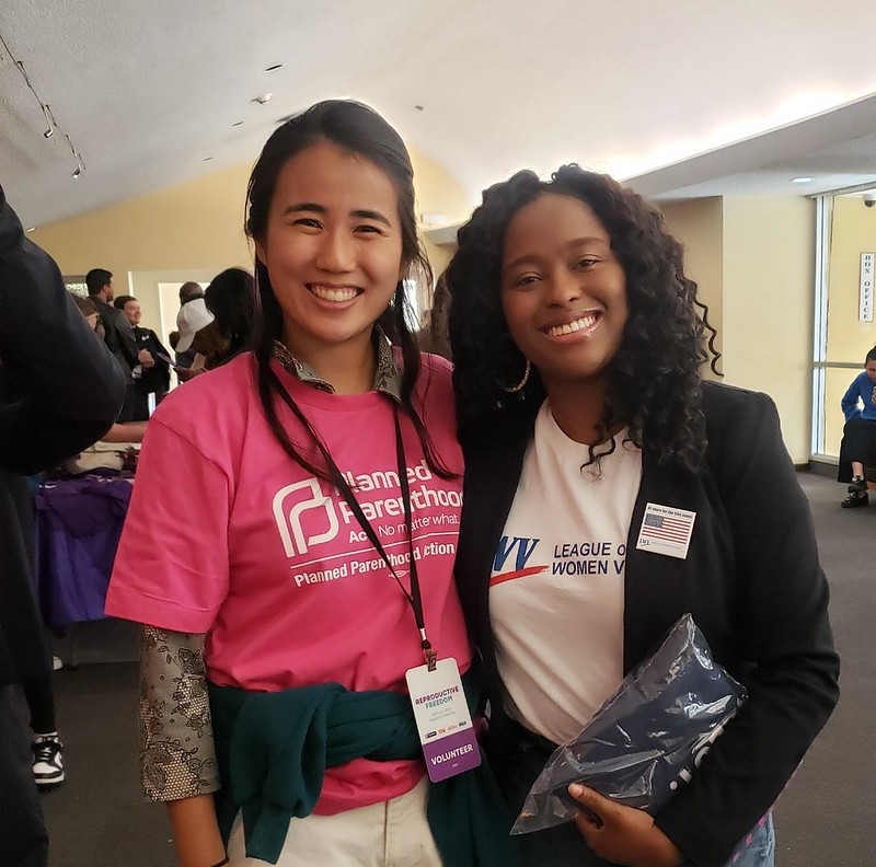 DMV organizer Nile Blass with an advocate from Planned Parenthood at an event on reproductive rights