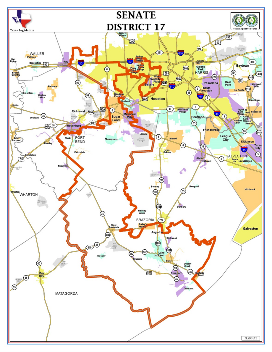 Map of Texas Senate District 17