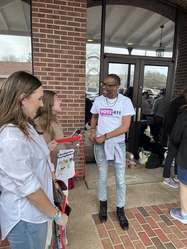 A League member speaking to young voters