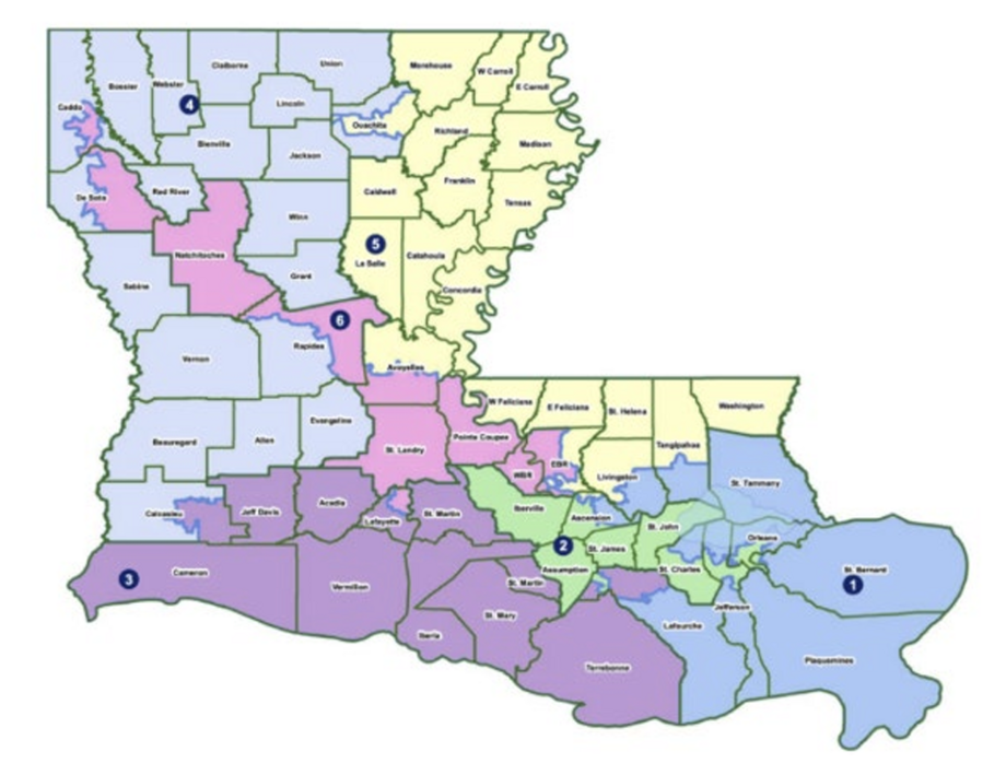 The implemented Louisiana Congressional map