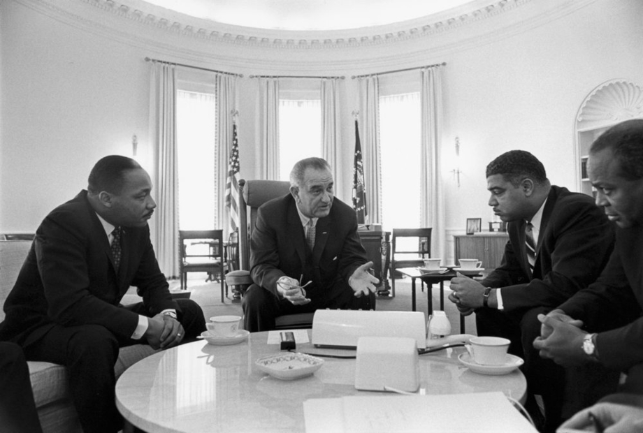 President Lyndon B. Johnson with Martin Luther King, Jr. and other civil rights leaders