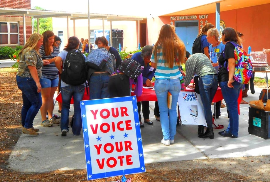 LWV Seminole County FL - Law Day - registered 82 students in 2 hours at Lake Howell HS_0