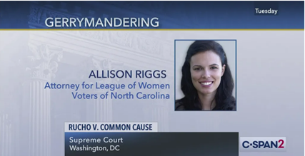 Allison Riggs's photo on CSPan for the Rucho case