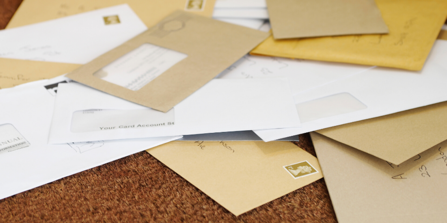 Envelopes scattered on a table