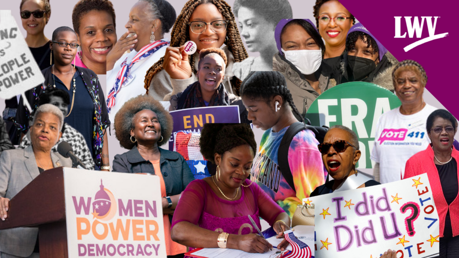 Collage of Black women in the voting rights movement