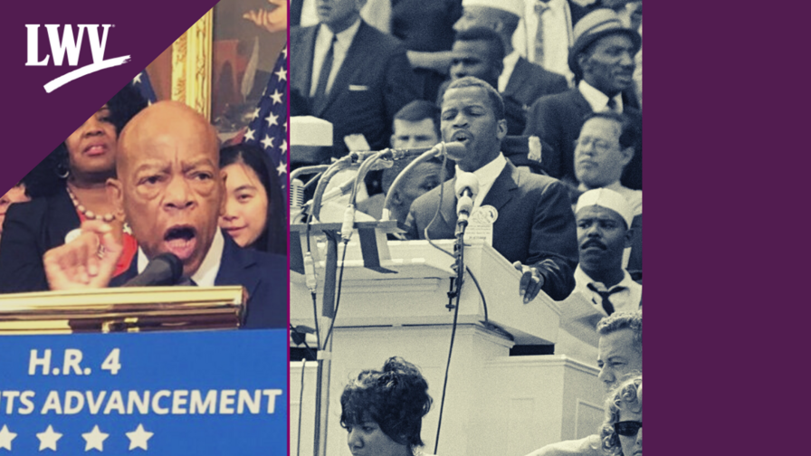 Images of John Lewis advocating for voting rights