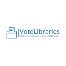 Logo for Vote Libraries in blue font